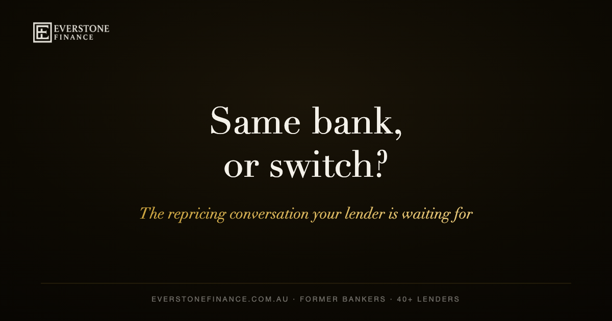 Same bank or switch? The three paths for a stale commercial loan rate, compared by Everstone Finance.