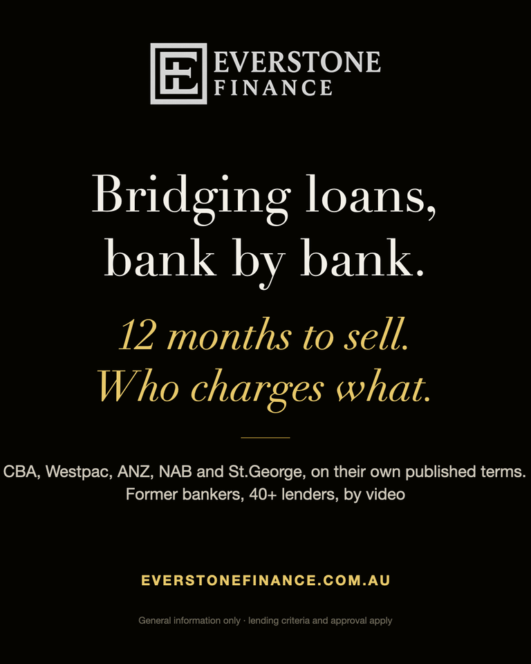 Bridging loans bank by bank: CBA, Westpac, ANZ, NAB and St.George compared. Everstone Finance.