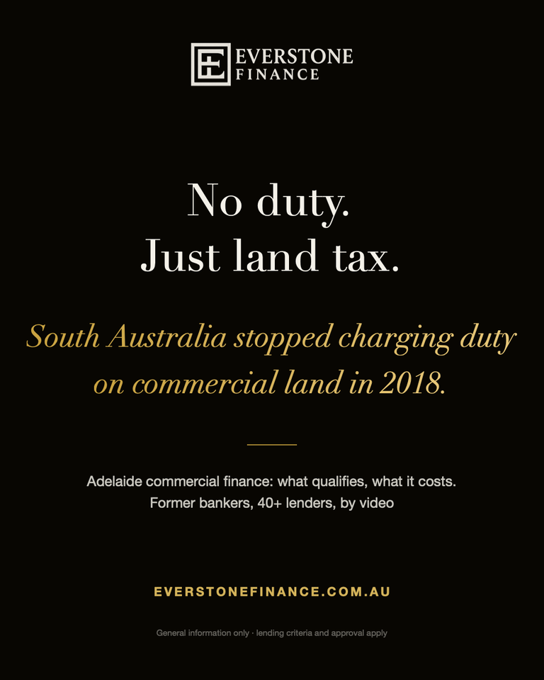 Adelaide Commercial Property Finance: The State That Charges No Duty, the Land Use Code That Decides It, and the Land Tax That Replaced It